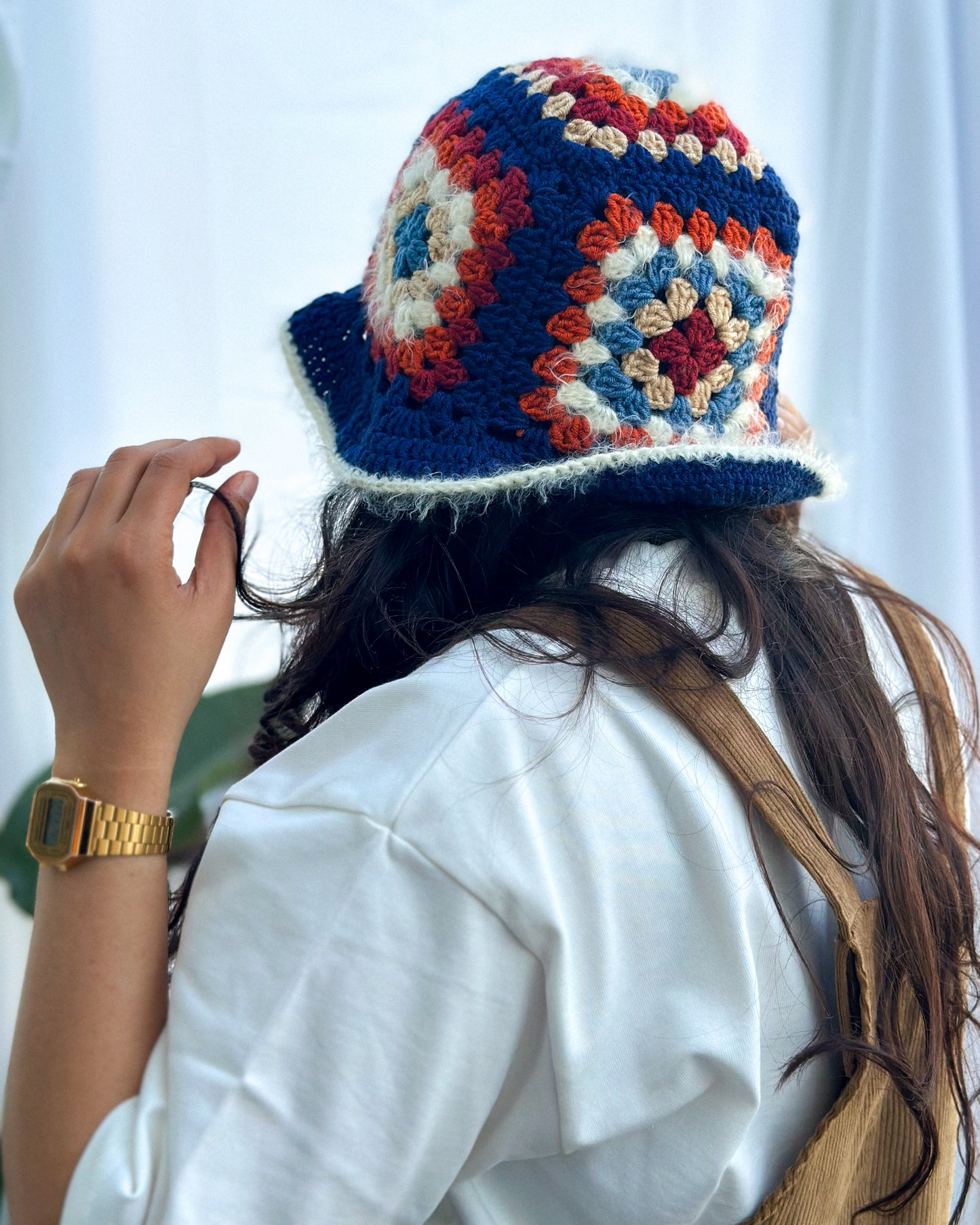Hand-Knitted Bucket Hat | Navy Blue