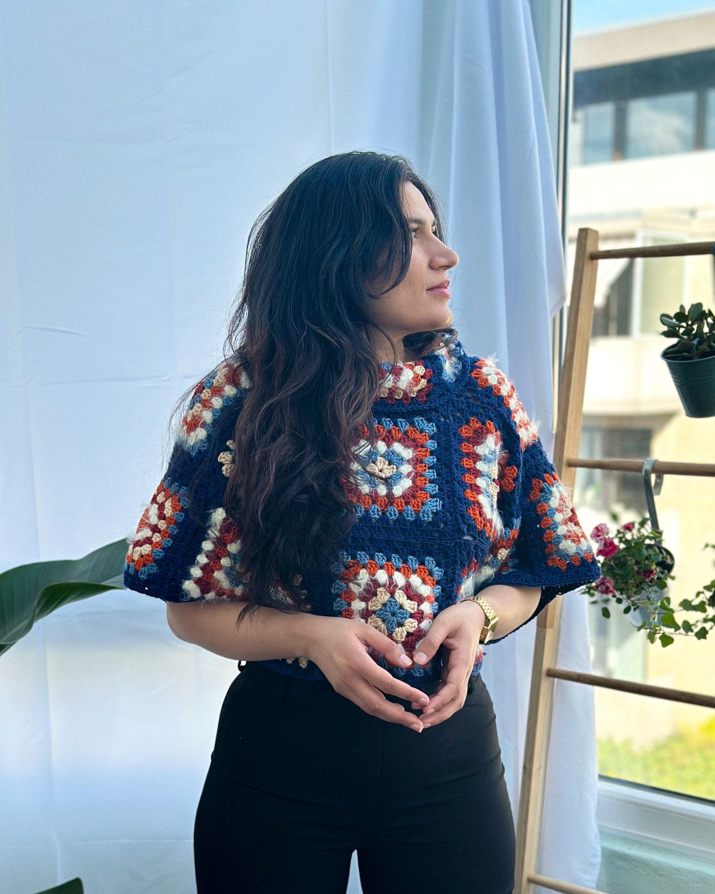 Hand-Knitted Sweater | Navy Blue